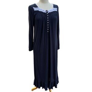 Eileen West Long Jersey Knit Nightgown Lace Quiet Luxury Sleep Lounge Cottage-XS